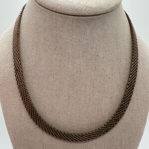 Vtg rustic gold tone ornate clasp chain necklace